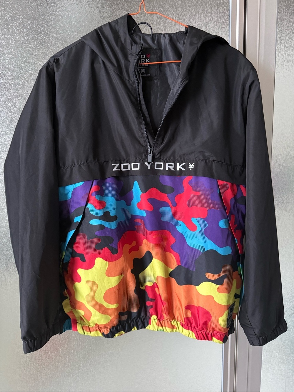 Zoo York Black Rain Jacket with Rainbow Camo Panel